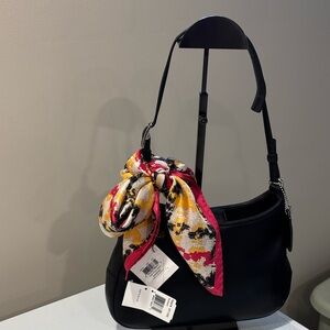 COACH Black Leather Mini Shoulder HandBag, NWOT and Silk Scarf Bundle, NWT